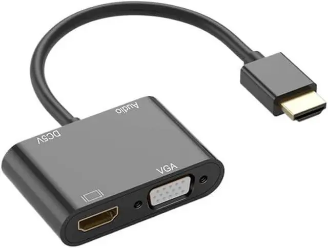 Alt view image 3 of 5 - 3 in 1 HDMI-Cmpatible to 4K HD VGA 1080p Converter Display HDMI-Cmpatible Male to Female Adapter with 3.5mm Audio