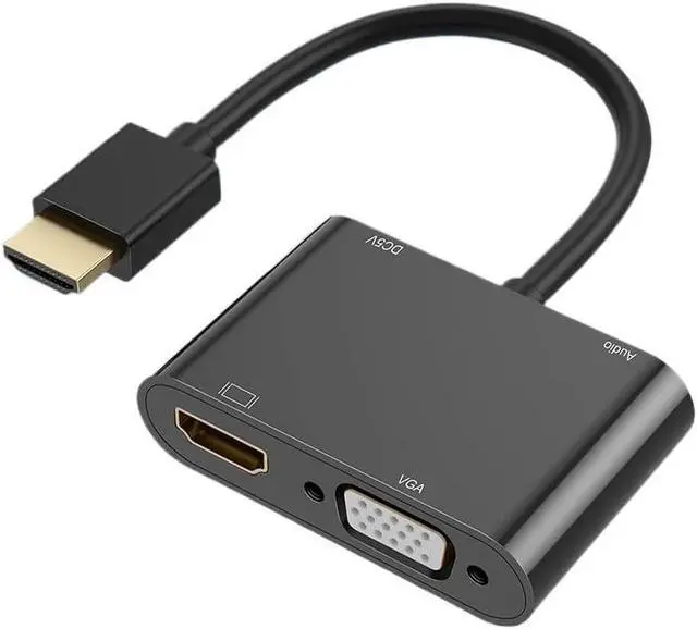 Alt view image 2 of 5 - 3 in 1 HDMI-Cmpatible to 4K HD VGA 1080p Converter Display HDMI-Cmpatible Male to Female Adapter with 3.5mm Audio