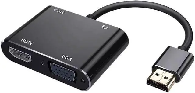 Alt view image 5 of 5 - 3 in 1 HDMI-Cmpatible to 4K HD VGA 1080p Converter Display HDMI-Cmpatible Male to Female Adapter with 3.5mm Audio