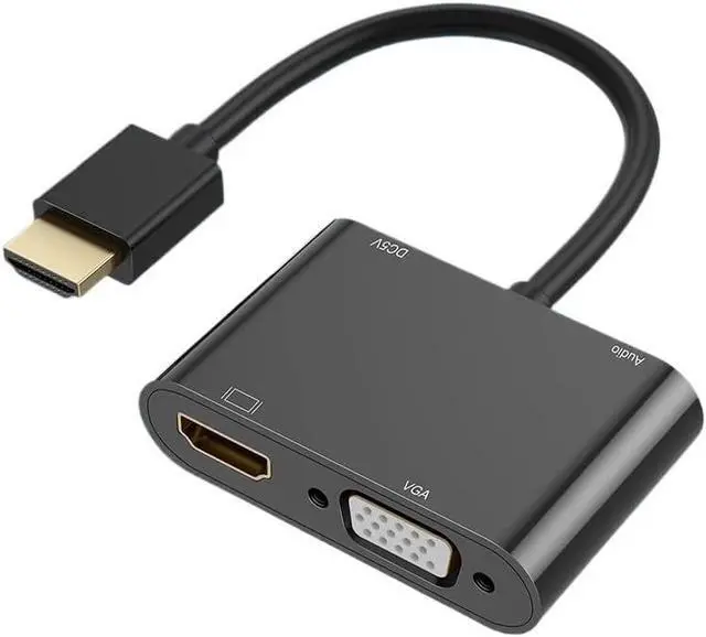 Alt view image 4 of 5 - 3 in 1 HDMI-Cmpatible to 4K HD VGA 1080p Converter Display HDMI-Cmpatible Male to Female Adapter with 3.5mm Audio