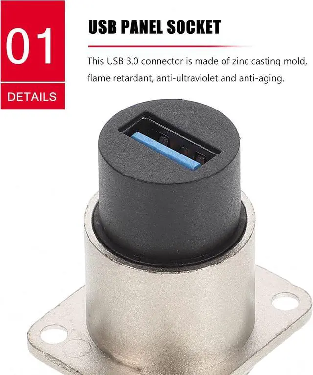 Alt view image 3 of 7 - 8pcs Female to Female USB Extension USB Adapter for Industrial Equipment Flush Mount