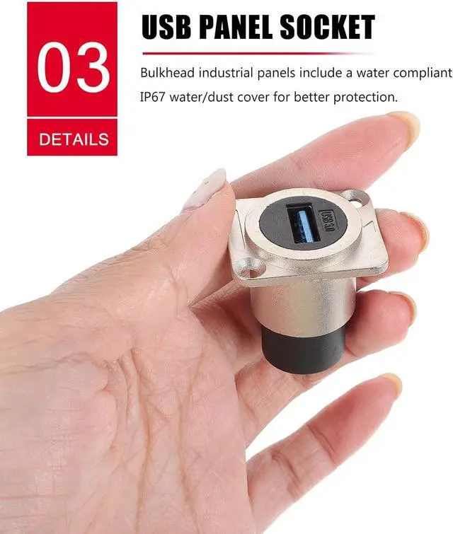 Alt view image 2 of 7 - 8pcs Female to Female USB Extension USB Adapter for Industrial Equipment Flush Mount