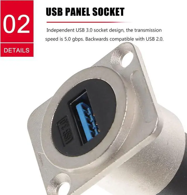 Alt view image 4 of 7 - 8pcs Female to Female USB Extension USB Adapter for Industrial Equipment Flush Mount