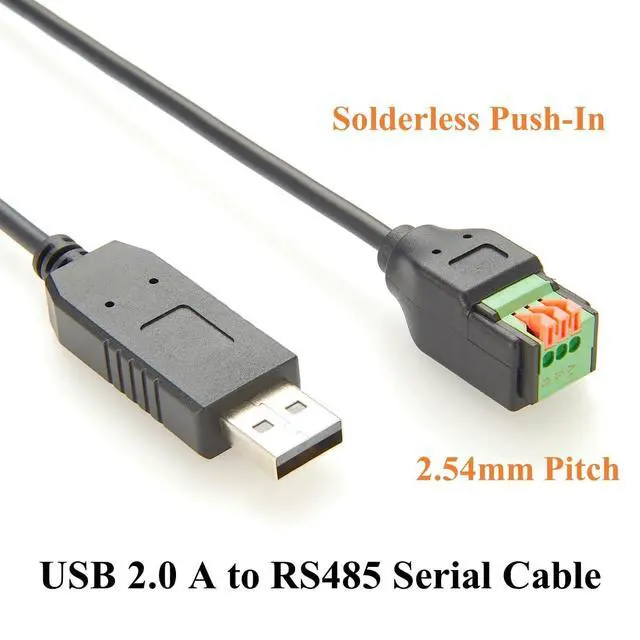 Alt view image 3 of 6 - USB to RS485 Serial Converter Cable with FTDI Chip USB 2.0 A Male to 3 Pin Terminal Block RS485 Communication Cable for Modbus RTU, Windows 7, 8, 10, 11, XP, Android, Linux, Mac(1M/3.28FT)
