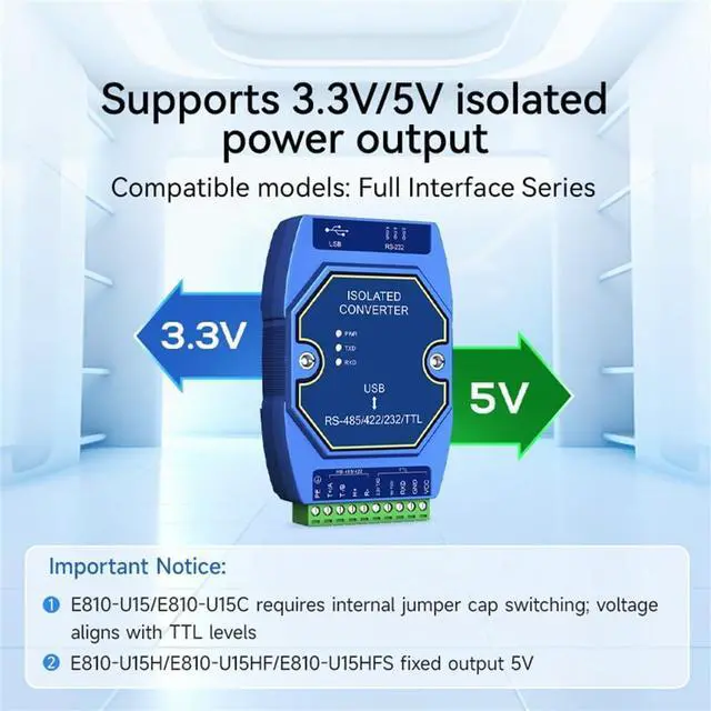 Alt view image 5 of 7 - USB to RS485/232/422/TTL Converter Support Windows 10 Driver-Free Use E810-U Series 3.3V/5V High Protection Isolation (E810-U15HF)