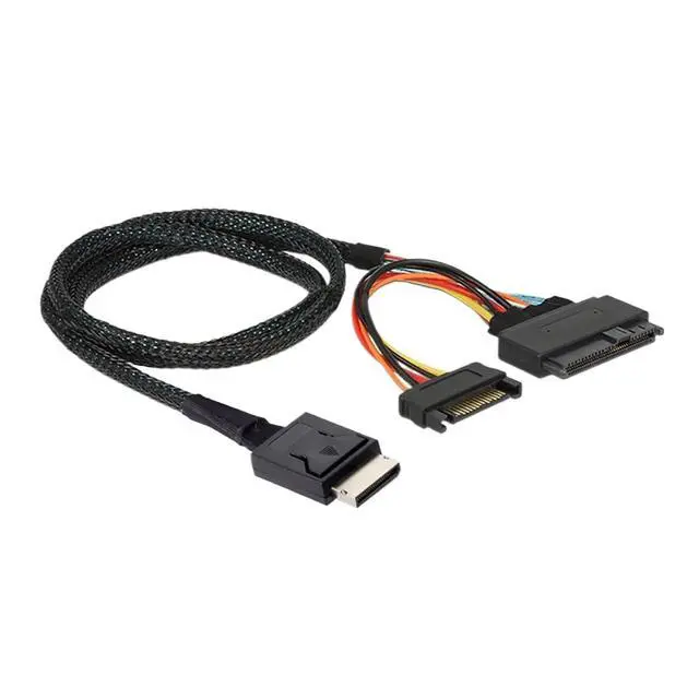 Alt view image 6 of 6 - 1.0M Internal MI NI S*A*S Oculink SFF-8611 4I to U.2 / SFF-8643 to SFF-8639 Cable with 15Pin SATA Power for U.2 SSD