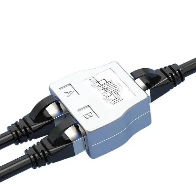 Alt view image 3 of 6 - RJ45 Coupler 1 to 2 Ways Splitter Connector Adapter Ethernet Modular Plug Shielded Box RJ 45 Female Extender Internet Connection(Silver 5 Pairs)