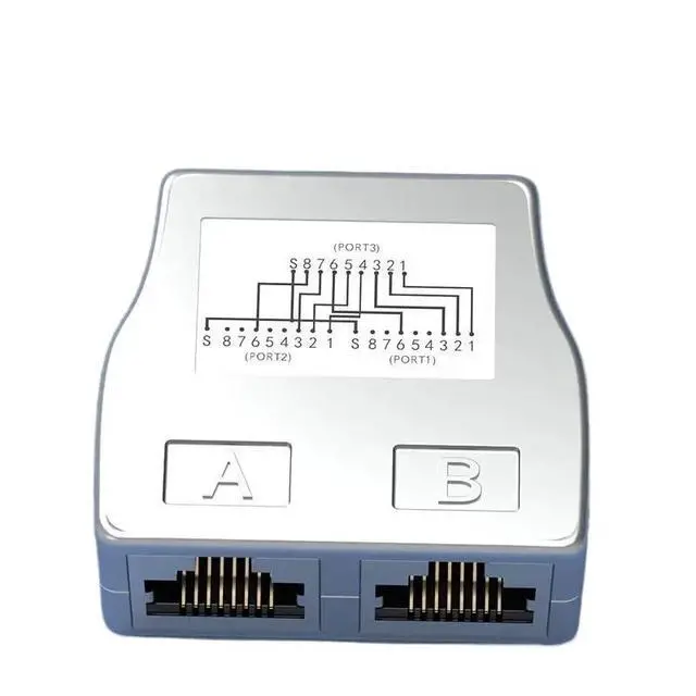Alt view image 4 of 6 - RJ45 Coupler 1 to 2 Ways Splitter Connector Adapter Ethernet Modular Plug Shielded Box RJ 45 Female Extender Internet Connection(Silver 5 Pairs)