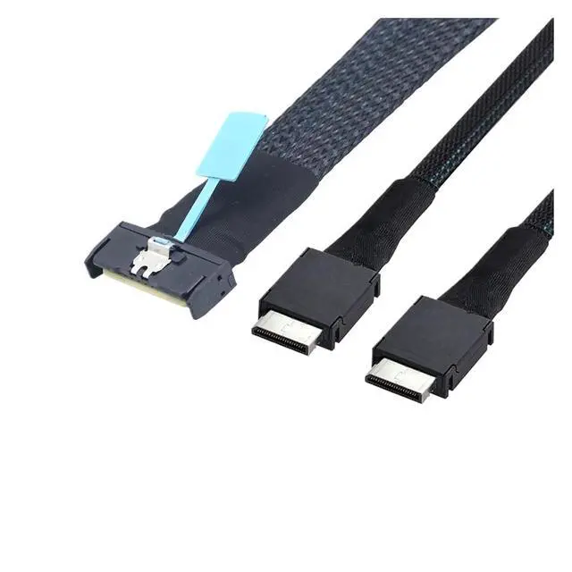 Alt view image 2 of 6 - 1.0M PCIe PCI-Express SFF-8654 MCIO 8i Lane to SFF-8611 Oculink 4X 4I SSD Data Active Cable