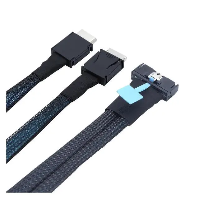 Alt view image 4 of 6 - 1.0M PCIe PCI-Express SFF-8654 MCIO 8i Lane to SFF-8611 Oculink 4X 4I SSD Data Active Cable