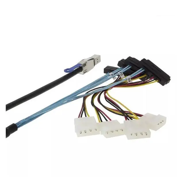Alt view image 3 of 4 - S-AS HD SFF-8644 to SFF-8482 with 4X Power Connectors for Controller to Hard Drive Cable-1