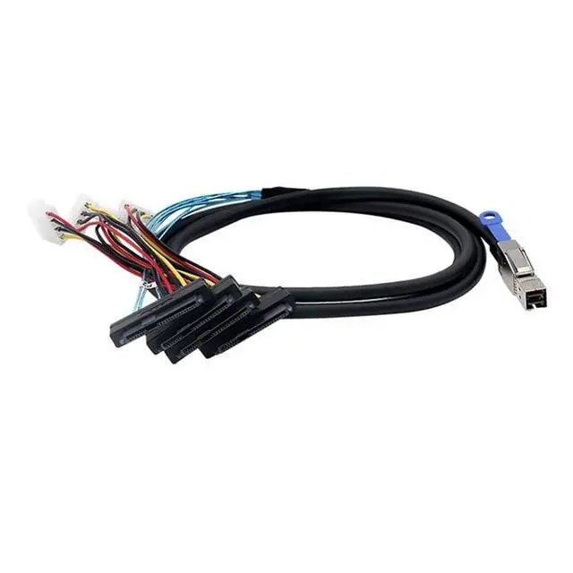 Alt view image 4 of 4 - S-AS HD SFF-8644 to SFF-8482 with 4X Power Connectors for Controller to Hard Drive Cable-1