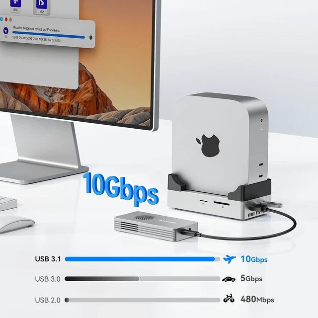 Alt view image 2 of 7 - ANYOYO Mac mini M4 Dock with 10Gbps 8TB NVMe SSD Enclosure, Silver
