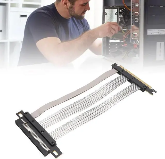 Alt view image 4 of 7 - Asixxsix PCIE 5.0 Riser Cable, Gen 5 GPU Graphics Card Extension Cable Compatible with RTX4090 5090 RX8900 RX7900 Vertical GPU Display, 30 AWG Cable, Ultra Flexible (30cm)