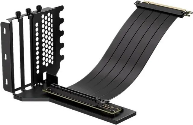 Alt view image 2 of 7 - L-Z3 GPU Vertical Mounting Bracket Kit, PCIe 4.0 X16 Riser Cable 200mm, Graphics Card Steering Mounting Bracket(White)