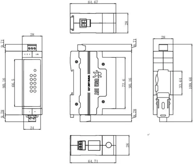 Alt view image 2 of 4 - Din Rail RS485 to Ethernet Converters Compact Ethernet Serial Servers USR-DR302 X 1 Set