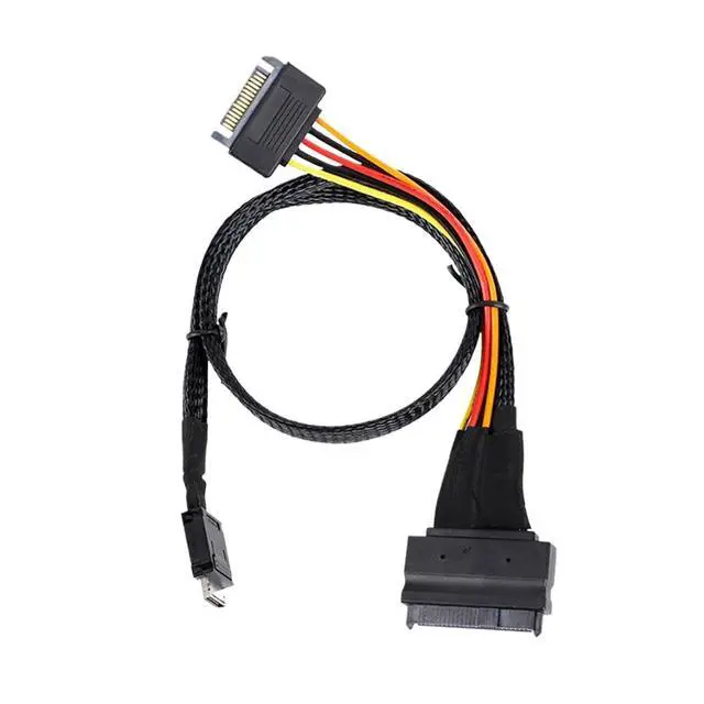 Alt view image 3 of 6 - 1.0M Internal MI NI S*A*S Oculink SFF-8611 4I to U.2 / SFF-8643 to SFF-8639 Cable with 15Pin SATA Power for U.2 SSD