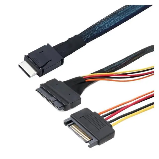 Alt view image 4 of 6 - 1.0M Internal MI NI S*A*S Oculink SFF-8611 4I to U.2 / SFF-8643 to SFF-8639 Cable with 15Pin SATA Power for U.2 SSD
