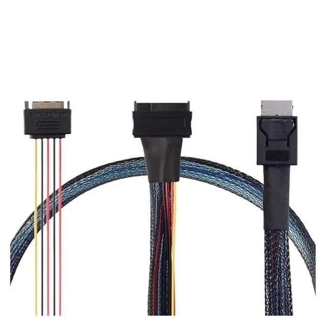 Alt view image 5 of 6 - 1.0M Internal MI NI S*A*S Oculink SFF-8611 4I to U.2 / SFF-8643 to SFF-8639 Cable with 15Pin SATA Power for U.2 SSD