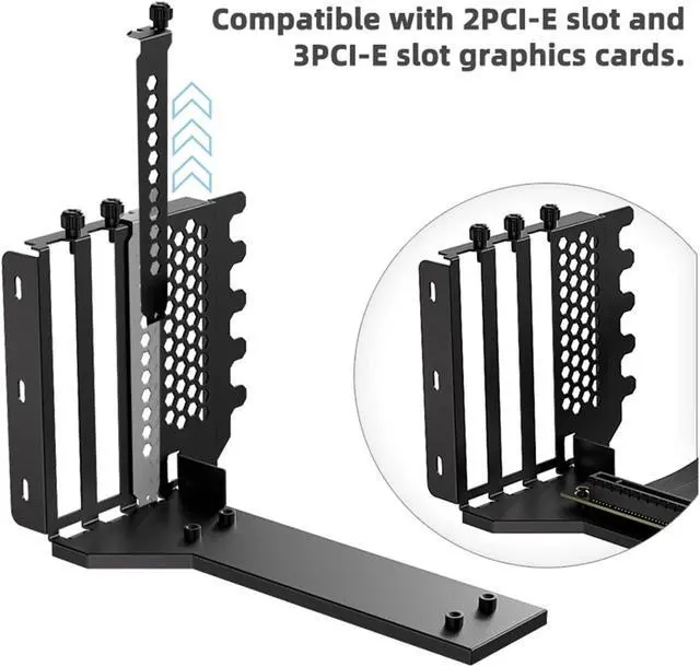 Alt view image 4 of 7 - L-Z3 GPU Vertical Mounting Bracket Kit, PCIe 4.0 X16 Riser Cable 200mm, Graphics Card Steering Mounting Bracket(White)