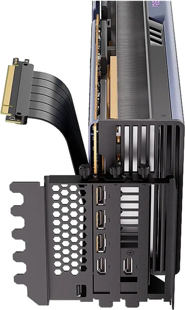 Alt view image 5 of 7 - L-Z3 GPU Vertical Mounting Bracket Kit, PCIe 4.0 X16 Riser Cable 200mm, Graphics Card Steering Mounting Bracket(White)
