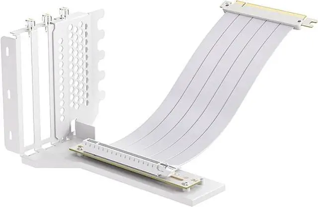 Alt view image 7 of 7 - L-Z3 GPU Vertical Mounting Bracket Kit, PCIe 4.0 X16 Riser Cable 200mm, Graphics Card Steering Mounting Bracket(White)