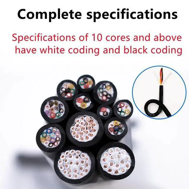 Alt view image 3 of 6 - Highly Flexible Drag Chain Copper Cable TRVV 2-40 core 26-11AWG Folding Oil-Resistant CNC Machine Tool Signal Control Cable(12 cores,20 AWG 5 Meter)