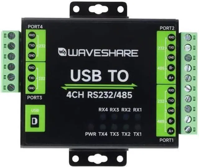 Main image of TUOPUONE Industrial Isolated USB to RS232/485 Converter, Original FT4232HL Chip, Supports USB to 2-Ch RS232 + 2-Ch RS232/485, Wall-Mount & Rail-Mount Support (USB to 4CH RS232/485)