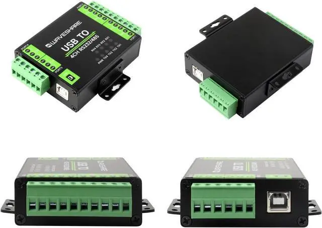 Alt view image 2 of 7 - TUOPUONE Industrial Isolated USB to RS232/485 Converter, Original FT4232HL Chip, Supports USB to 2-Ch RS232 + 2-Ch RS232/485, Wall-Mount & Rail-Mount Support (USB to 4CH RS232/485)