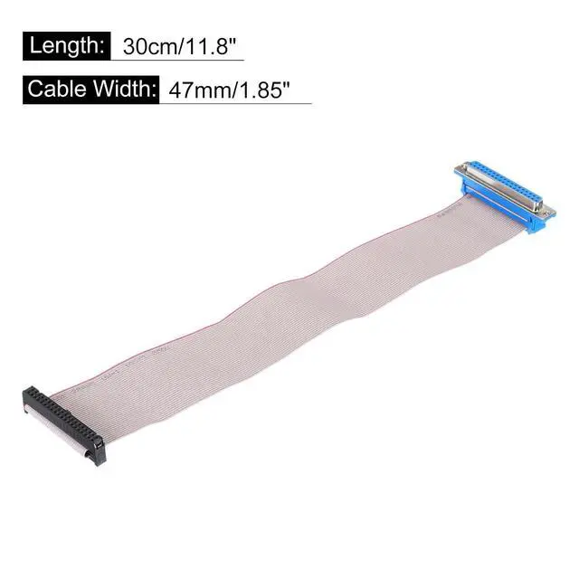 Alt view image 2 of 5 - 2Pcs 40Pin Flat Ribbon Cable Grey DB37 Female to FC-40P 2.54mm Pitch 30cm Length YENCONG136