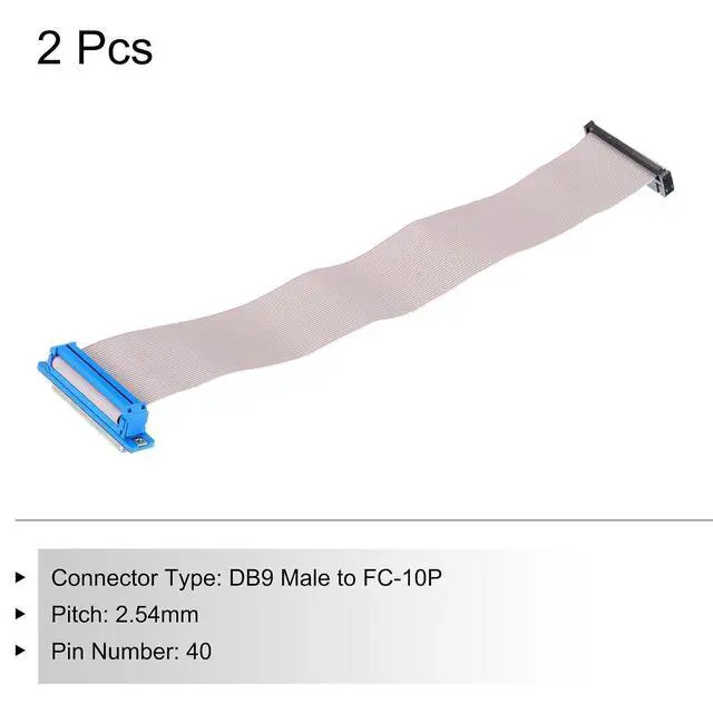 Alt view image 3 of 5 - 2Pcs 40Pin Flat Ribbon Cable Grey DB37 Female to FC-40P 2.54mm Pitch 30cm Length YENCONG136