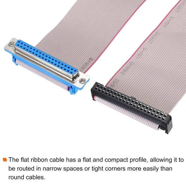 Alt view image 4 of 5 - 2Pcs 40Pin Flat Ribbon Cable Grey DB37 Female to FC-40P 2.54mm Pitch 30cm Length YENCONG136