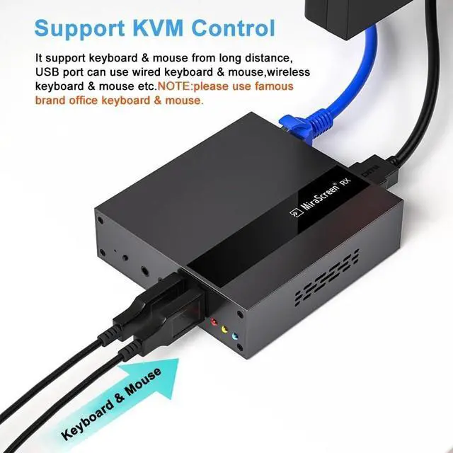 Alt view image 6 of 7 - HDMI KVM Extender Over IP RJ45 Ethernet Network 1080P 60Hz Up to 250M HDMI USB Mouse Keyboard Extender Over UTP/STP CAT5 CAT6 for PC