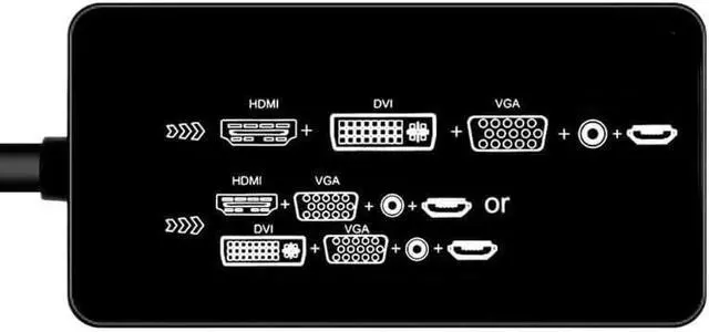 Alt view image 2 of 4 - HDMI-Compatible Splitter to HDMI-Compatible DVI VGA Audio Converter Gold-Plated Ja1ck 4K