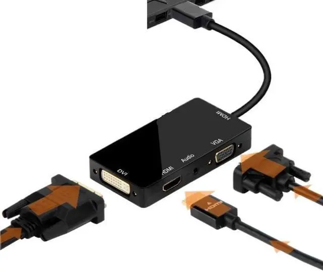 Alt view image 3 of 4 - HDMI-Compatible Splitter to HDMI-Compatible DVI VGA Audio Converter Gold-Plated Ja1ck 4K