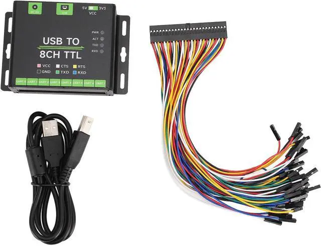 Main image of Industrial USB to 8CH TTL UART Converter, Multiple System Compatibility, Tier Conversion Circuit, TVS, Aluminum Alloy Case, with Self Recovery and Diode