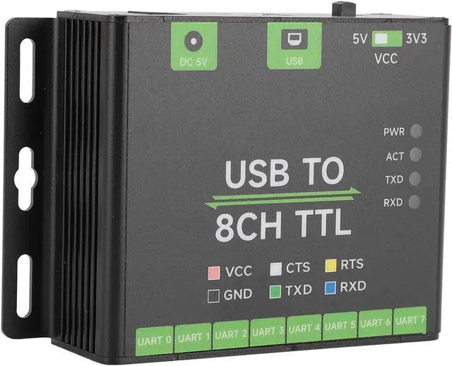Alt view image 3 of 7 - Industrial USB to 8CH TTL UART Converter, Multiple System Compatibility, Tier Conversion Circuit, TVS, Aluminum Alloy Case, with Self Recovery and Diode