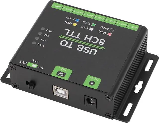 Alt view image 5 of 7 - Industrial USB to 8CH TTL UART Converter, Multiple System Compatibility, Tier Conversion Circuit, TVS, Aluminum Alloy Case, with Self Recovery and Diode