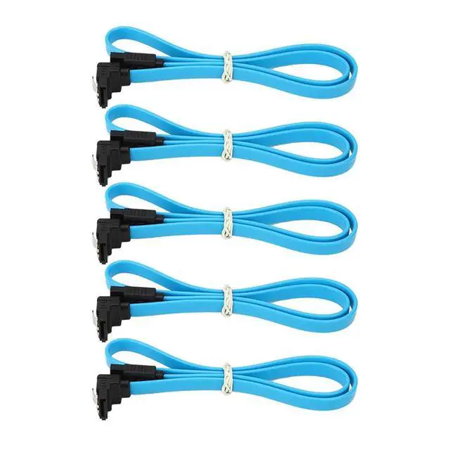 Alt view image 3 of 6 - VAIGAI 5PCs SATA3.0 Data Cable Elbow Blue 6Gb/s Plastic Fit Fit Compatible SATA Cord Drives Controller Connectors