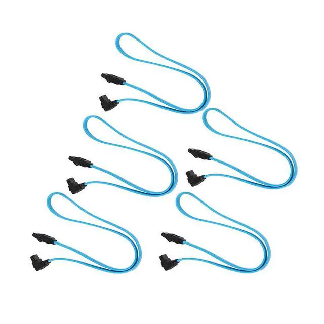 Alt view image 4 of 6 - VAIGAI 5PCs SATA3.0 Data Cable Elbow Blue 6Gb/s Plastic Fit Fit Compatible SATA Cord Drives Controller Connectors