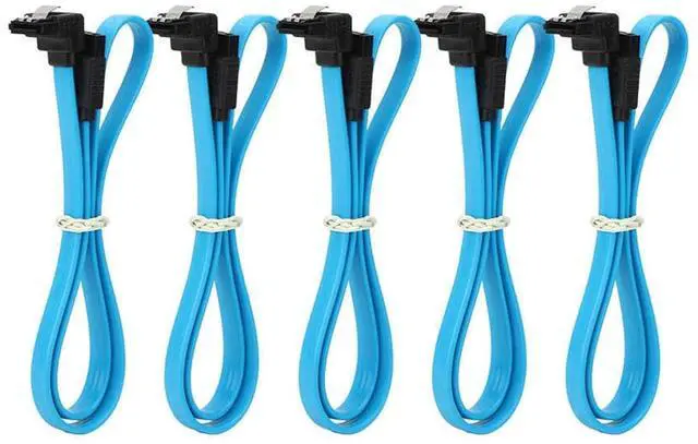 Main image of VAIGAI 5PCs SATA3.0 Data Cable Elbow Blue 6Gb/s Plastic Fit Fit Compatible SATA Cord Drives Controller Connectors