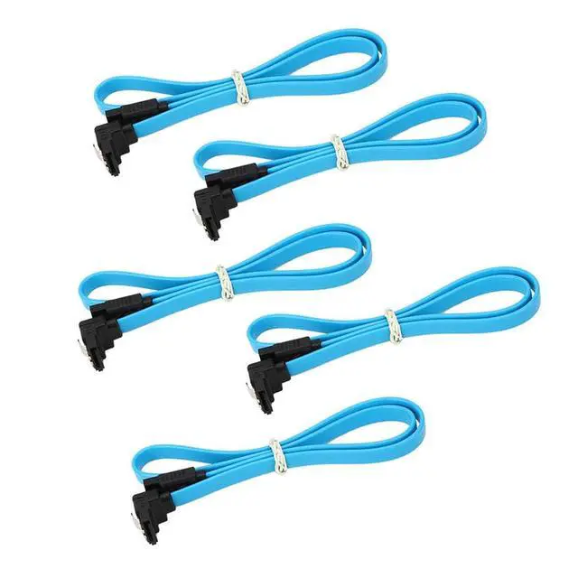 Alt view image 2 of 6 - VAIGAI 5PCs SATA3.0 Data Cable Elbow Blue 6Gb/s Plastic Fit Fit Compatible SATA Cord Drives Controller Connectors
