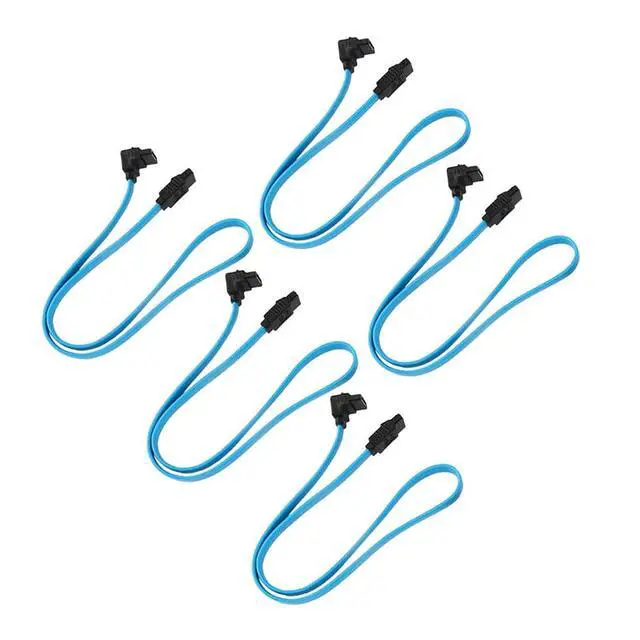 Alt view image 5 of 6 - VAIGAI 5PCs SATA3.0 Data Cable Elbow Blue 6Gb/s Plastic Fit Fit Compatible SATA Cord Drives Controller Connectors