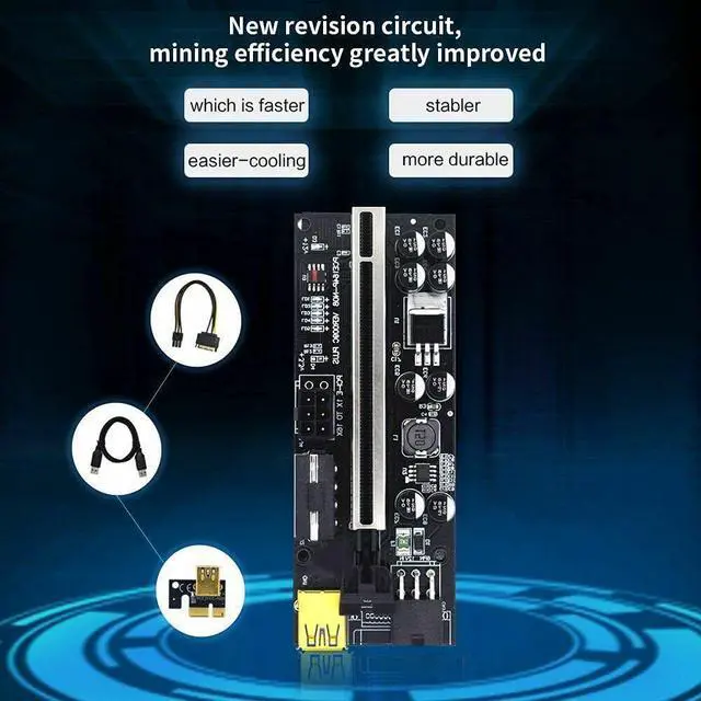 Alt view image 6 of 7 - 6Pcs VER009C Plus USB3.0 PCI-E Riser Express 1X to 16X Extender Riser Card SATA 15Pin to 6Pin Power