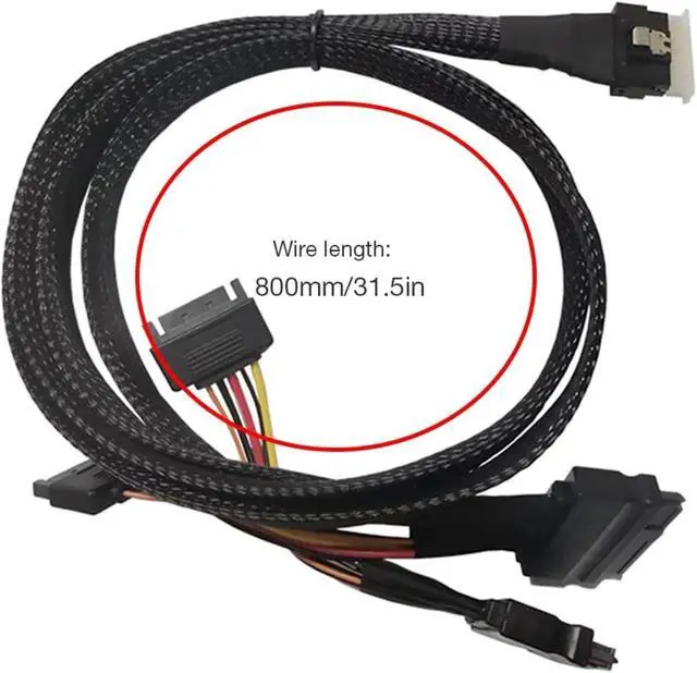 Alt view image 3 of 3 - SlimSAS 8X to 2*U.2 NVMe Adapter SFF-8654 74pin to 2*SFF-8639 68pin Cable SlimSAS Data Line