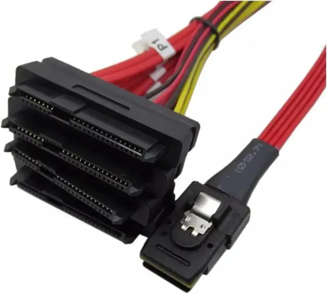 Alt view image 2 of 4 - SATA Cable MiniSAS 36P SFF-8087 4I to 4XSFF-8482 SAS29 Conversion Cable,36P to 4 29P,Cable Length 1 Meter