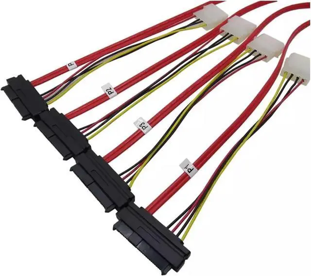 Alt view image 4 of 4 - SATA Cable MiniSAS 36P SFF-8087 4I to 4XSFF-8482 SAS29 Conversion Cable,36P to 4 29P,Cable Length 1 Meter