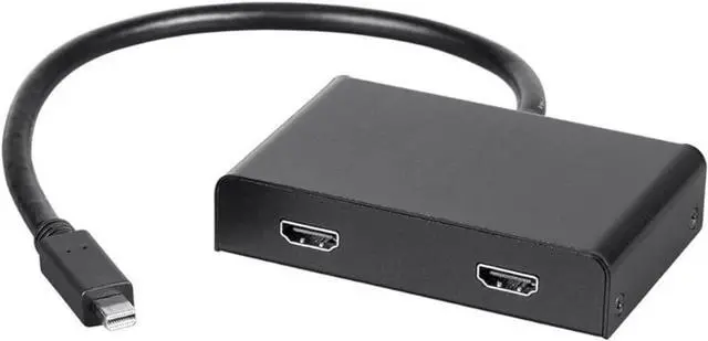 Main image of Mini DisplayPort to HDMI MST Hub, 2-Port Display Adapter, Black, Compatible with Digital Signage and Conference Rooms