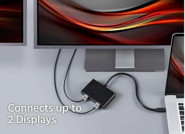 Alt view image 2 of 3 - Mini DisplayPort to HDMI MST Hub, 2-Port Display Adapter, Black, Compatible with Digital Signage and Conference Rooms