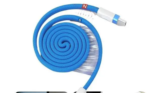 Alt view image 3 of 5 - USB C Flat Cable USB C 100W 480Mbps High-Speed Transfer Type C Cable(Blue)
